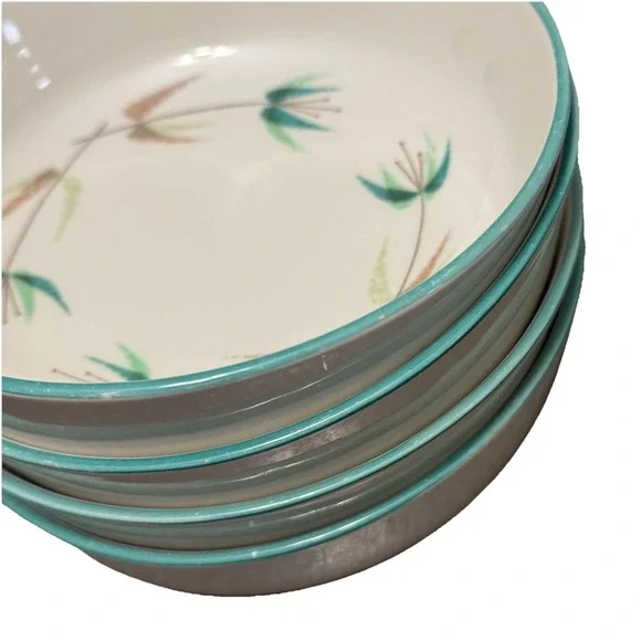 Vintage Franciscan Radiance Berry Bowls Set Of 4 USA Mid Century Green Rim - Picture 9 of 12